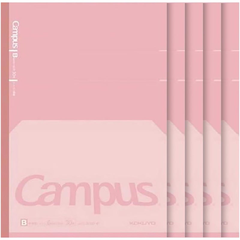 KOKUYO Campus Composition Kimochii Notebook  5 Pack Feels Flat Semi-B5 Comp Book  Pink  Dot B 6mm Ruled  30 Sheets School Lined Journal Notebook for Work Study Note Taking. Japan Import (NO-FL3CBT-P) - Image 1